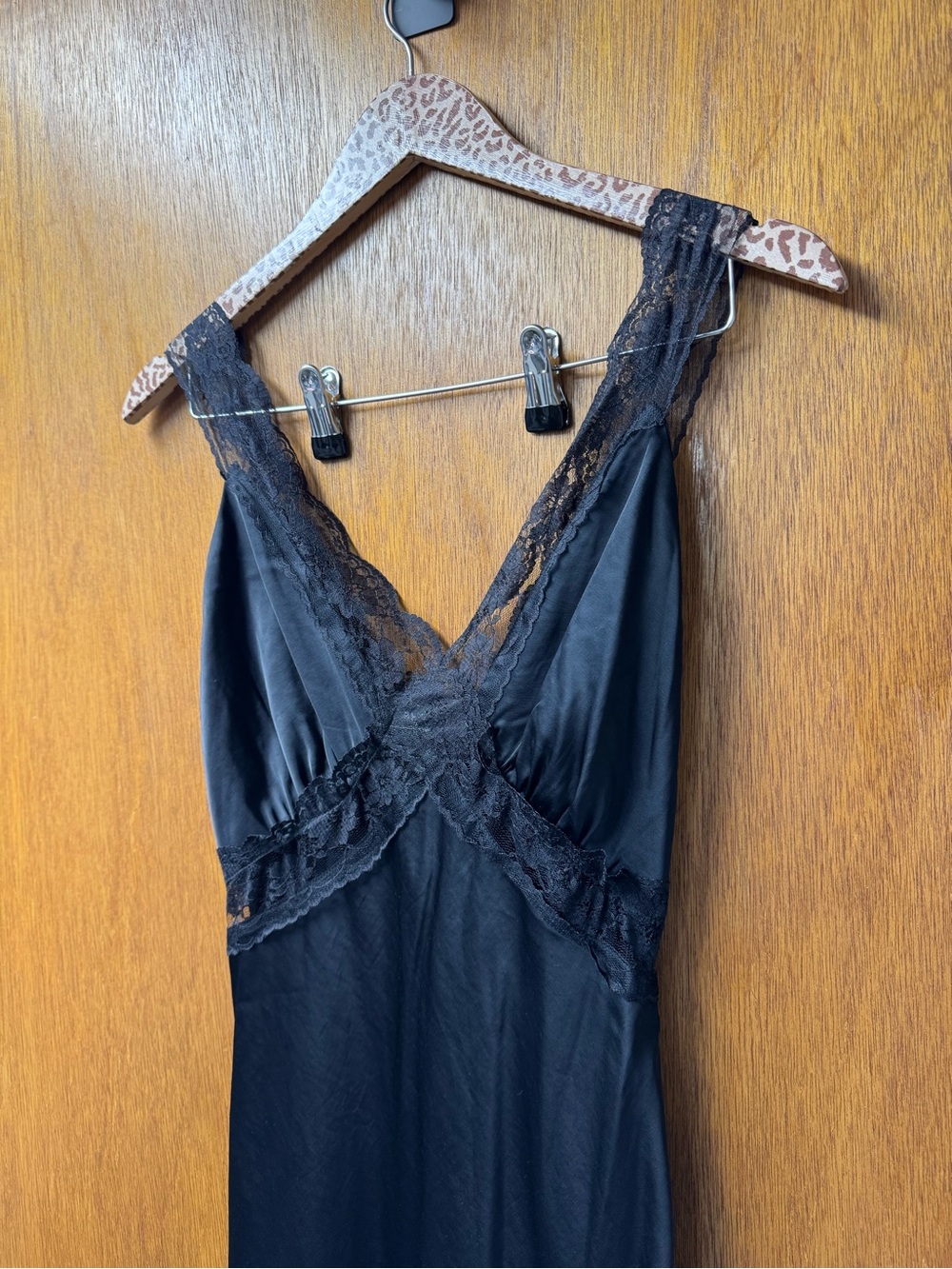 Abercrombie & Fitch A&F Sleeveless Lace Trim Satin Slip Midi Dress Black XS - Picture 9 of 15